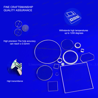 kualitas  Customized Square Fused Silica Quartz Glass Plate Clear Quartz Glass Substrate For High Temperature pabrik