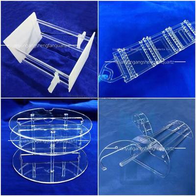 kualitas  High Purity SIO2>99.99% Quartz Glass Boat with Good Electrical Insulation and High Transmittance >92% for Semiconductor Applications pabrik