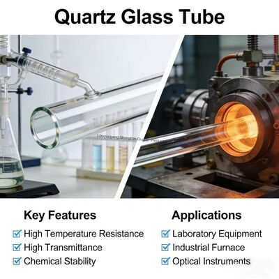 kualitas  Factory Made High Temperature Resistant Quartz Glass Tube with 99.99% SiO2 Purity and 1100℃ Working Temperature pabrik