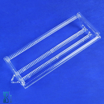 Kemurnian Tinggi Fused Quartz Glass Boat Wafer Carrier 100MM Untuk Tungku Disesuaikan