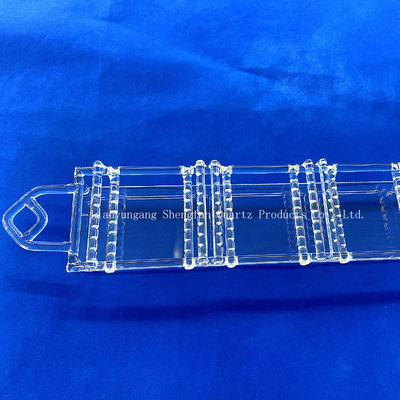 Ketahanan suhu tinggi Clear Quartz Boat Customize Transparan Quartz Wafer Carrier Dengan Slot