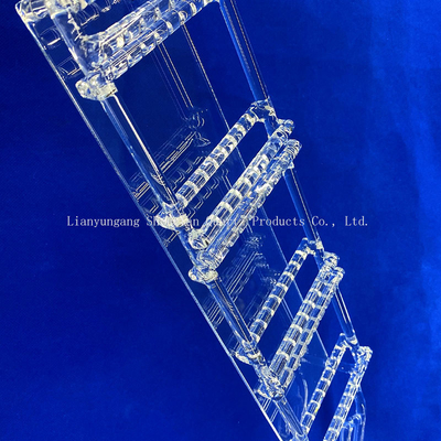 Ketahanan suhu tinggi Clear Quartz Boat Customize Transparan Quartz Wafer Carrier Dengan Slot