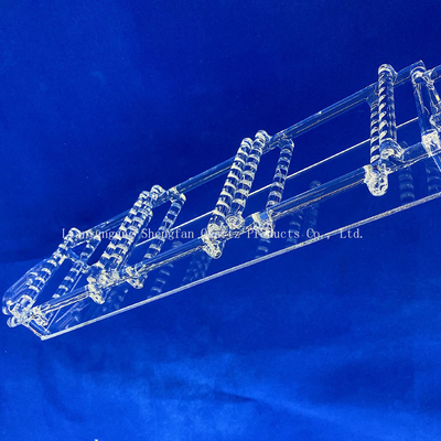 Ketahanan suhu tinggi Clear Quartz Boat Customize Transparan Quartz Wafer Carrier Dengan Slot