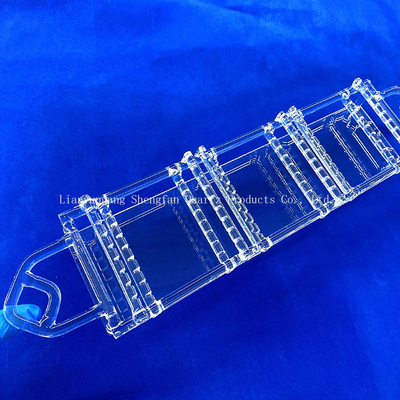 Disesuaikan Transparan Semikonduktor Photovoltaic Fused Silica Boat Kuarsa Glass Wafer Carrier