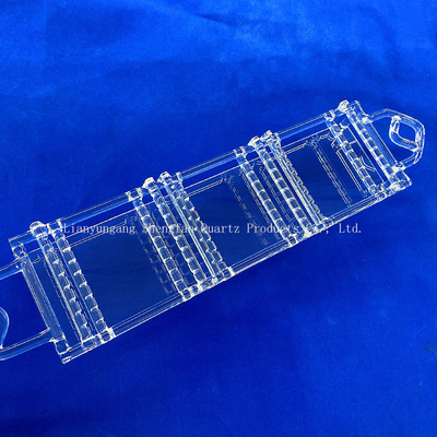 Ketahanan suhu tinggi Clear Quartz Boat Customize Transparan Quartz Wafer Carrier Dengan Slot