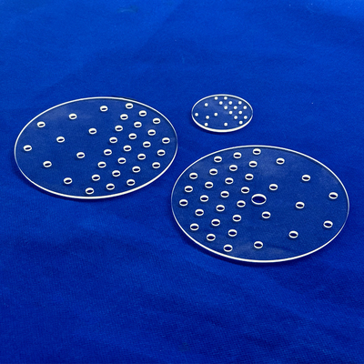 Tinggi kemurnian suhu tinggi jendela UV laser perforated peleburan quartz pelat kaca