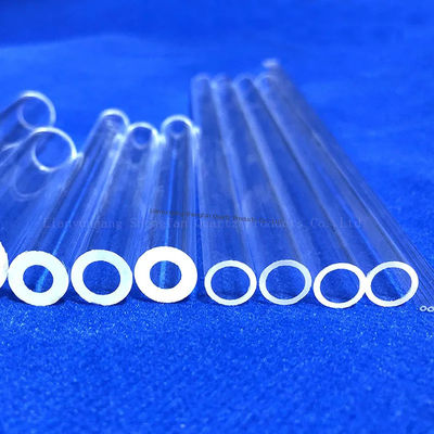 SiO2 kemurnian tinggi 99,99% Tabung Kaca Kuarsa dengan Titik Pengeringan 1180°C dan Titik Tekanan 1100°C untuk penggunaan industri