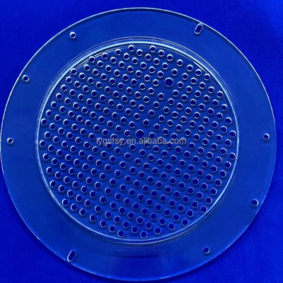 Tinggi kemurnian suhu tinggi jendela UV perforated peleburan quartz pelat kaca