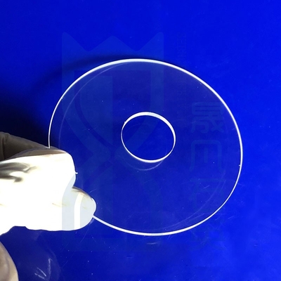 Custom Ultra-Thin Clear Quartz Glass Plate Berbagai Ukuran bulat Plat optik dengan Cuttingquartz plat dibor