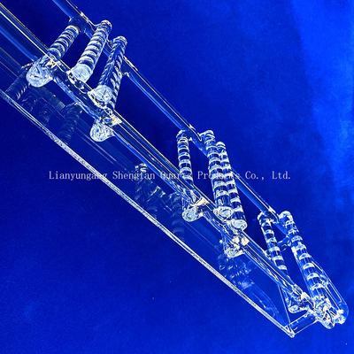 Custom High Temperature Annealing Furnace Fused Slotted Quartz Rod Welded Quartz Boat Discharge Wafer Silikon