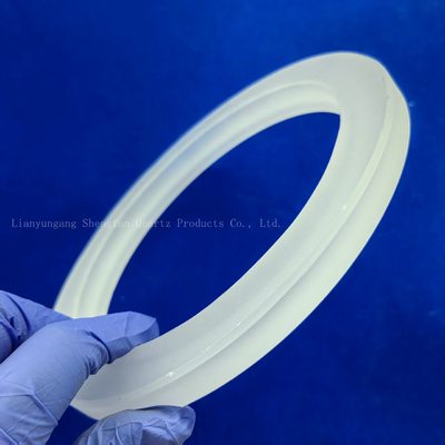 Pengolahan yang disesuaikan dengan kemurnian tinggi Kuarsa Frosted Ring Irregular Flange Glass Instrument