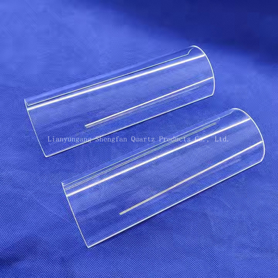 Custom tahan suhu tinggi transparan semicircular quartz kaca ubin