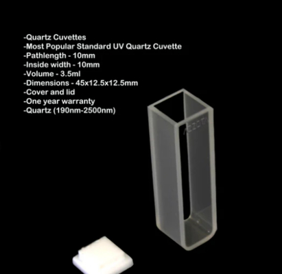 Ultraviolet Kuarsa Cuvettes 5mL / 10mL 100% bebas gelembung kompatibel dengan UV-Vis Spektrophotometers