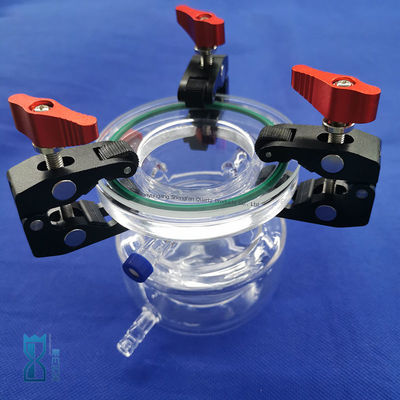 Reaktor Kaca Kuarsa Lapisan Ganda Sangat Transparan Tahan Korosi yang Disesuaikan untuk Peralatan Gelas Laboratorium Sains