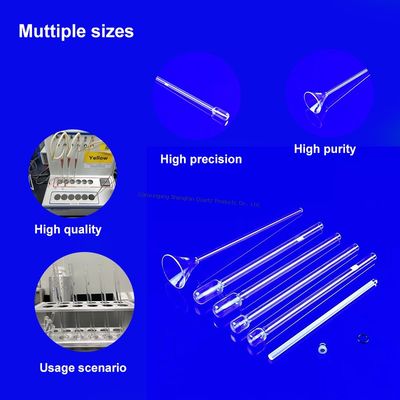 Ketahanan suhu tinggi Kuarsa Kaca BET tabung penyerapan Tahan korosi Sangat transparan