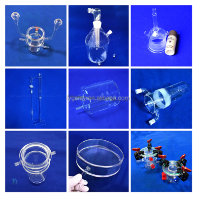 Resistensi suhu tinggi Quartz Glass Retort Quartz Glass Reactor Untuk Laboratorium