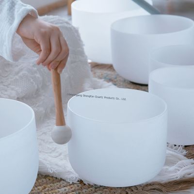 Mangkuk Nyanyi Kuarsa Penyeimbang 7 Cakra dengan 12 Nada Musik dan Tahan Suhu Tinggi untuk Meditasi