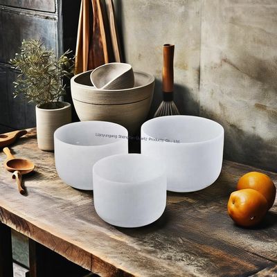 Mangkuk Nyanyi Kuarsa Penyeimbang 7 Cakra dengan 12 Nada Musik dan Tahan Suhu Tinggi untuk Meditasi