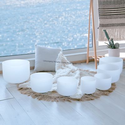 Mangkuk Nyanyi Kuarsa Penyeimbang 7 Cakra dengan 12 Nada Musik dan Tahan Suhu Tinggi untuk Meditasi