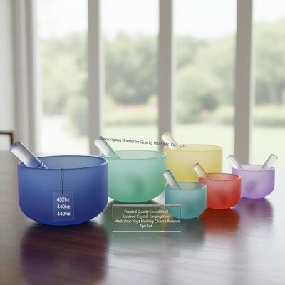 Mangkuk Nyanyi Kuarsa Penyeimbang 7 Cakra dengan 12 Nada Musik dan Tahan Suhu Tinggi untuk Meditasi