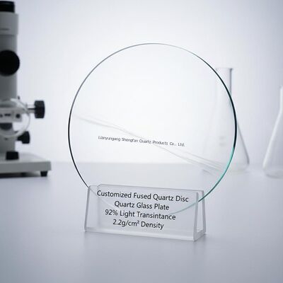 Pelat Kuarsa Fusi yang Disesuaikan dengan Transmisi Cahaya 92% Kepadatan 2,2g/cm3 dan Suhu Kerja 1150°C