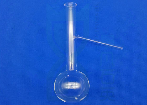 Labu Bulat Kaca Kuarsa Leher Sempit Transparan untuk Laboratorium