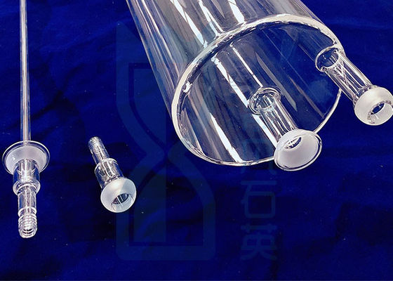 Furnace Quartz Tubing Dengan Flensa Kuarsa Besar Dan Sambungan Kuarsa