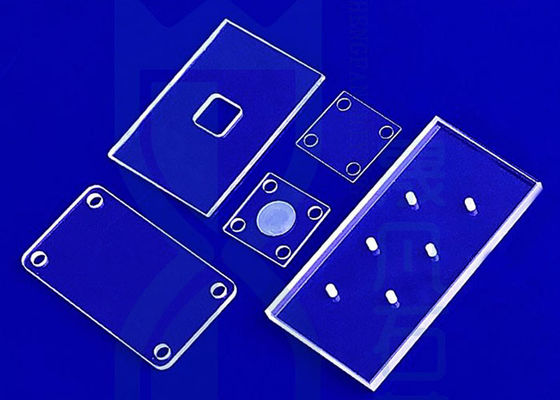 Pelat Silika Fused Transparan Tahan Asam Kustom Dengan Lubang 1mm